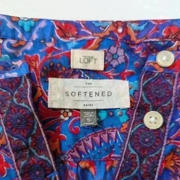 Ann Taylor Loft Boho Style Long Sleeve Blouse -Size S- Light Airy Office wear - Picture 9 of 15